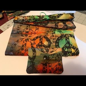 Handmade peace fabric purse with matching wallet